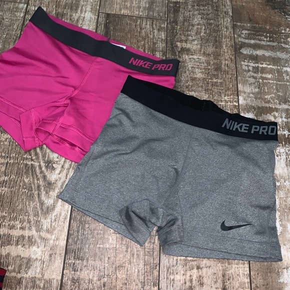 2 Nike pro shorts one is grey and one is pink - Picture 1 of 5